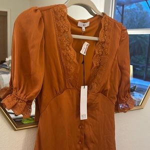 Lacey button dress NSR burnt orange